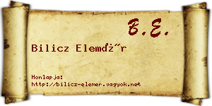 Bilicz Elemér névjegykártya